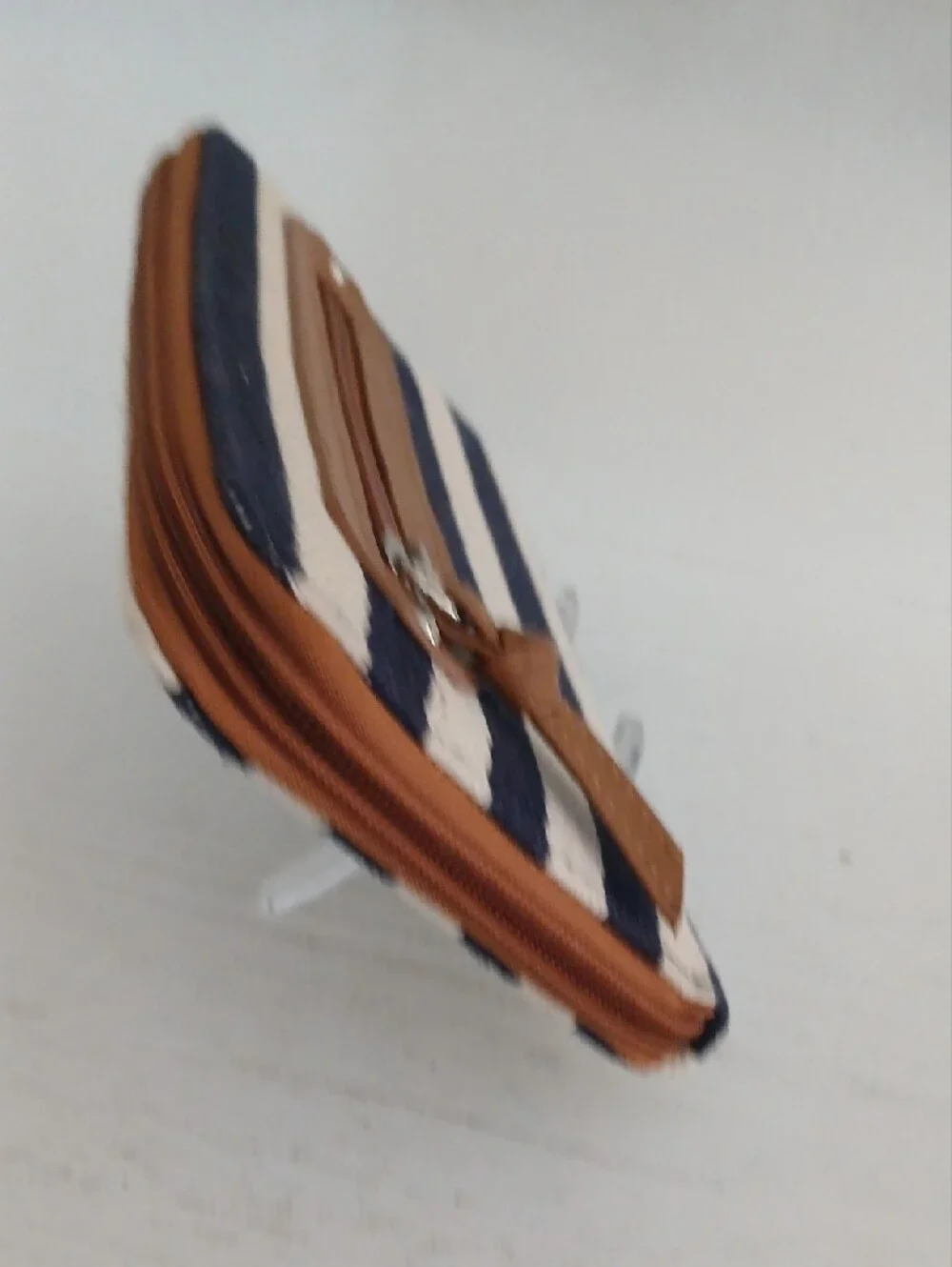 Atmosphere Navy and White Striped Men's Zip Wallet